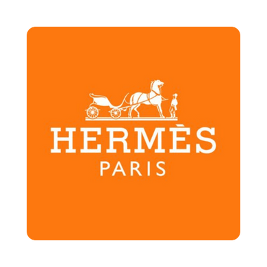 Hermes Paris logo on an orange background